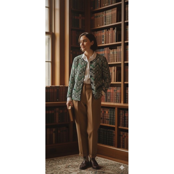 Pendleton Sweaters - Vintage Pendleton Silk Cotton Cardigan M Chevron Grandpacore Heritage Luxury